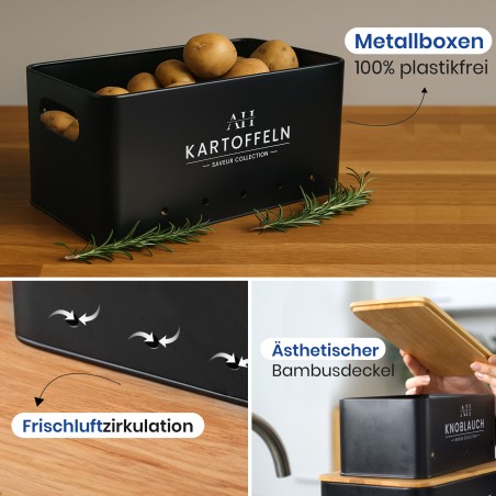 AH® Kartoffel Aufbewahrungsbox, zwiebel aufbewahrung, Knoblauchaufbewahrung